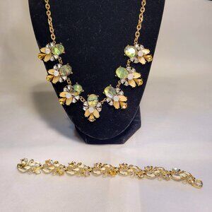 Rhinestone and Enameled necklace and bracelet set